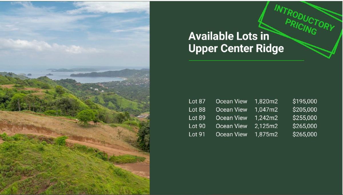 Monte Mar available lots in upper center ridge