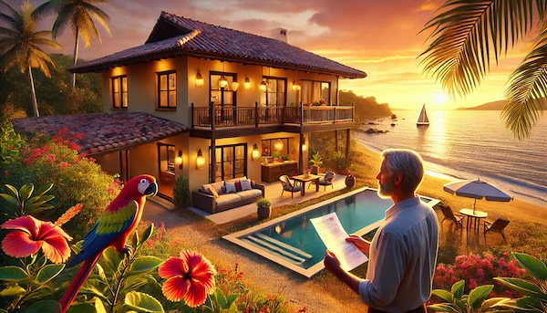 Illustration of a person buying a home in Costa Rica